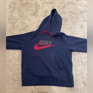 Nike Dark Blue Hoodie with Red Logo